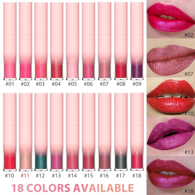 Matte to Glitter Liquid Lipstick Lip Makeup,Diamond Shiny Brown Nude Pink Glitter Sparkly Glossy Metallic Shimmer Sparkle Waterproof Lipstick Lip Gloss for Women Lip Stain Long Lasting 24 hours
