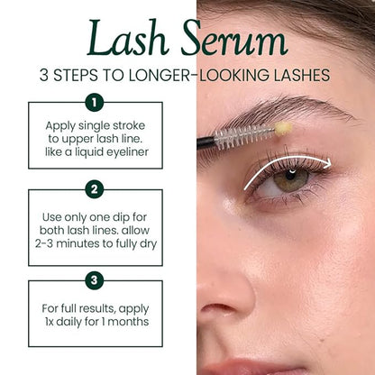 Biotin Lash Serum - Eyelash and Eyebrow Growth Serum for Thicker, Fuller Lashes and Brows, Korean Dermatologist-Developed, 0.35oz