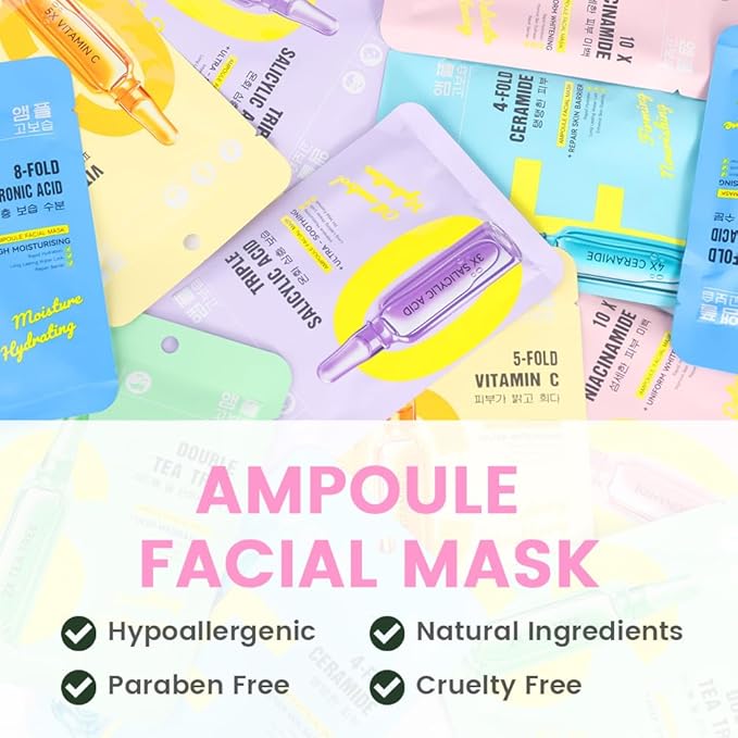Niacinamide Face Masks Skincare,Nourish,Deep Moisturizing,Atural Skin Care Spa Face Mask,Hydrating Smoothing Face Masks for Women Men,for All Skin Types 6 Pack