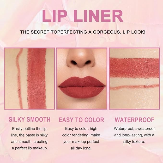 evpct 1Pcs Light Brown Lip Liner and Lipstick