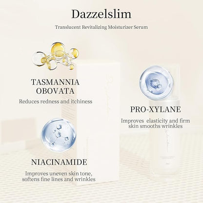Dazzelslim Moisturizer Face Cream & Facial Serum Set, with Niacinamide, Sea Buckthorn Oil, & Pro-Xylane, Anti Wrinkle Cream, Deeply Hydrates & Smooths Fine Lines, Fragrance-Free, Made in Taiwan