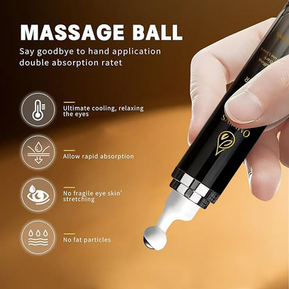 Caffeine Eye Cream, Under Eye Cream for Dark Circles and Puffiness, Eye Serum Anti-aging, Brightens, and Fine Lines, Eye Care Eye Roller Serum with 360° Massage Ball 20ML