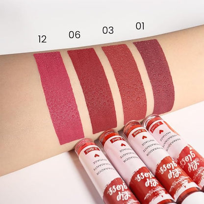4Pcs Velvet Matte Liquid Lipstick Lipgloss Makeup Sets,Red Lipgloss