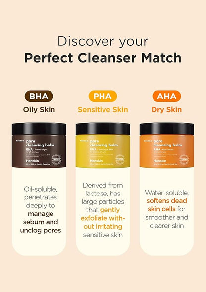 Hanskin BHA Pore Cleansing Balm, Gentle Blackhead Cleanser and Makeup Remover for Combination and Oily Skin [BHA/2.82 oz]