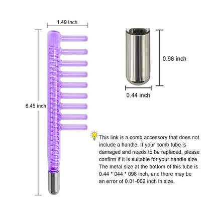 Electrode Wand Glass Tube Handheld Spare Parts for Hi Frequency Instrument Elitzia ETJX006AS (Purple Comb(Tungsten))