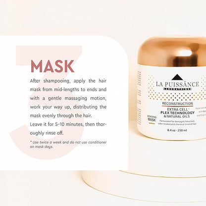 Extra Cell Plex Deep Conditioning Hair Mask Step 3 - Moisturizing Repair Treatment for Damaged Hair - Ideal for Color-Treated, Bleached & Chemically-Treated Hair for Home and Salon Use