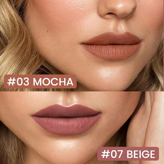 Mocha Brown Matte Lip Tint Stain Pen,Versatile Lip Set,Long