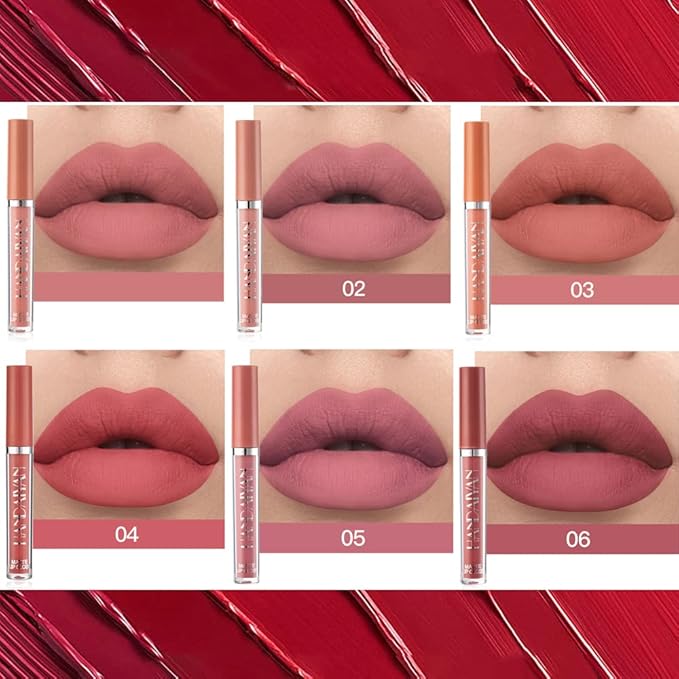 Lipstick Matte Lipstick Liquid Makeup Set, 6Pcs Long-Lasting Long-Lasting