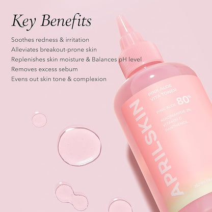 APRILSKIN Pink Aloe Facial Polish Cleanser with Vita Toner and Mucin Serum