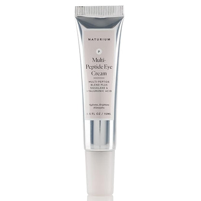 Naturium Multi-Peptide Eye Cream, Smoothing & Anti-Aging Skincare, with Squalene & Hyaluronic Acid, 0.5 oz