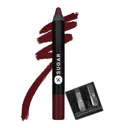SUGAR Cosmetics Matte As Hell Crayon Lipstick13 Murphy Brown (Chocolate Burgundy) Highly pigmented, Creamy Texture, Long lasting Matte Finish