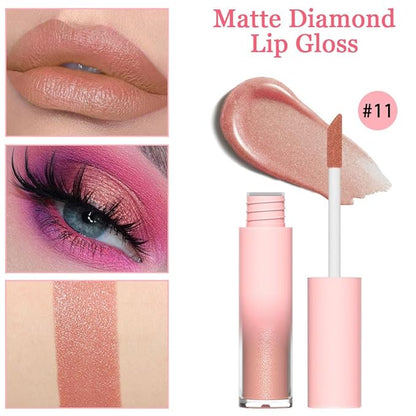 Matte to Glitter Liquid Lipstick Lip Makeup,Diamond Shiny Brown Nude Pink Glitter Sparkly Glossy Metallic Shimmer Sparkle Waterproof Lipstick Lip Gloss for Women Lip Stain Long Lasting 24 hours