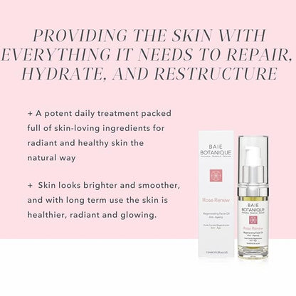 Baie Botanique Anti-Aging Facial Oil 15ml - Rose Absolute, Camelia, Borage, Evening Primrose, Abyssinian & Amla Oil - 100% Natural, 90% Organic