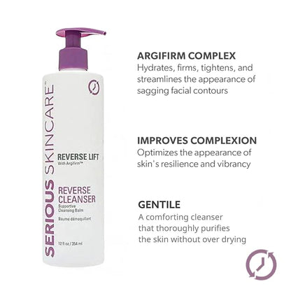 Serious Skincare Reverse Lift Supportive Cleansing Balm – Facial Cleanser for Mature -Thinning - Fragile Skin - Carrot Root Extract - 12 oz.