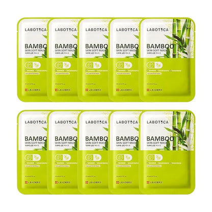 Bamboo Skin Soft Mask - Hydrating Face Mask for Even Skin Tone, Sensitive Skin, and Anti-Aging Korean Skincare (10 Sheets)