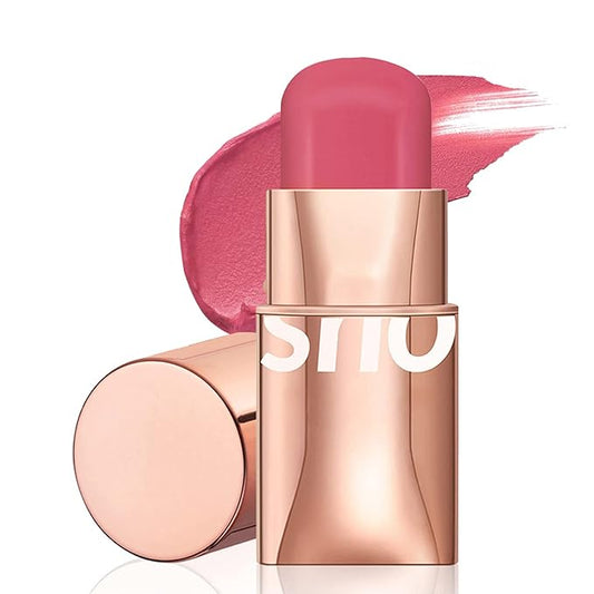 Cream Blush Stick for Cheeks Makeup, Waterproof Face Tones-Cherry Pink