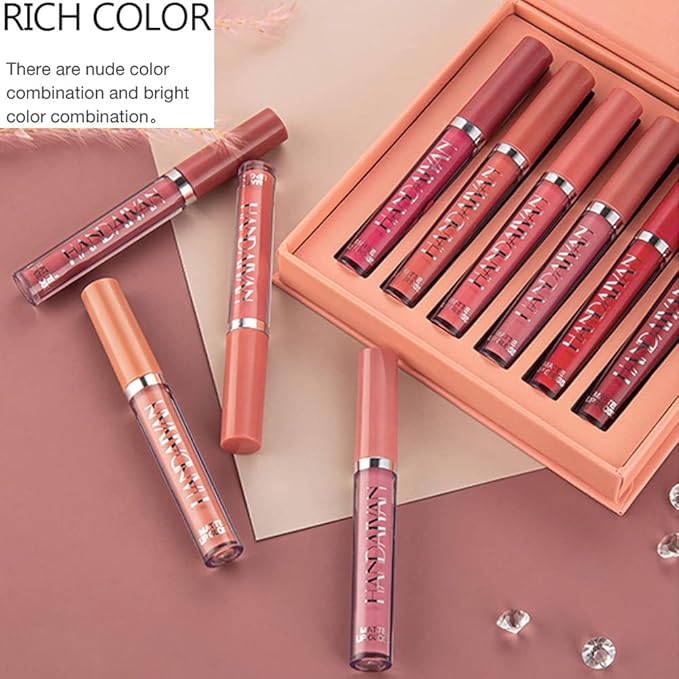 Lipstick Matte Lipstick Liquid Makeup Set, 6Pcs Long-Lasting Long-Lasting