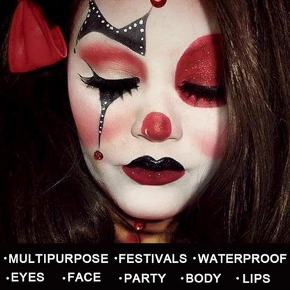 Kaely 3Pcs Lip Face Body Paint Stick,Eye Black Stick,Halloween Cosplay Birthday Party Clown Makeup Sets,Easy to Color,Black White Red Matte Lipstick Set,labiales magicos 24 horas originales