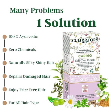 CULTIVATOR'S Organic Hair Mask for Dry & Frizzy Hair, Deep Conditioning for Split Ends Repair & Shine, with Amla, Shikakai, Brahmi & Bhringraj Powder for Men & Women, 3.5 Ounce, 1 Pack