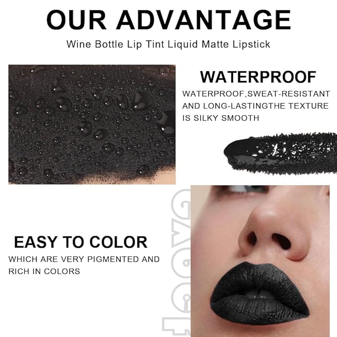 6 Colors Matte Red Wine Liquid Lipstick Pack Set,Wine Lip Tint Long Lasting 24 Hour Waterproof Velvet Nonstick Cup Lipgloss Lip Stain Pigmented Lip Makeup Gift Sets for Girls and Women Labiales