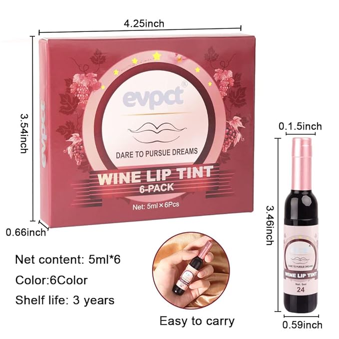 BINGBRUSH 6 Colors Matte Red Wine Liquid Lipstick Pack Set,Wine Lip Tint Long Lasting 24 Hour Waterproof Velvet Nonstick Cup Lipgloss Lip Stain Pigmented Lip Makeup Gift Sets