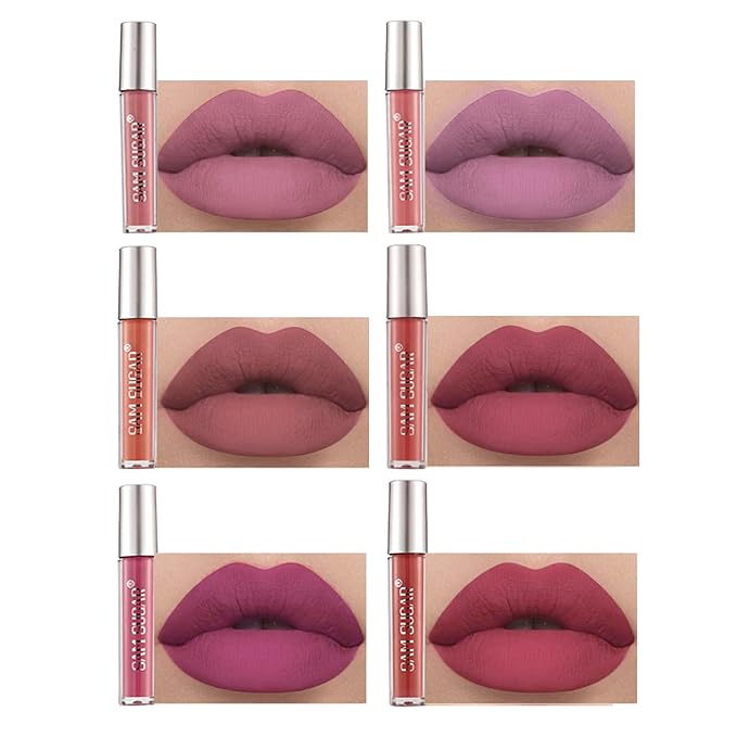 6PCS Everlasting Matte Liquid Lipstick Makeup Set,Long Lasting Waterproof Matte Lip Gloss,High Pigmented Nude Lipgloss Kit,Beauty Cosmetics Makeup Gift for Girls (#B)