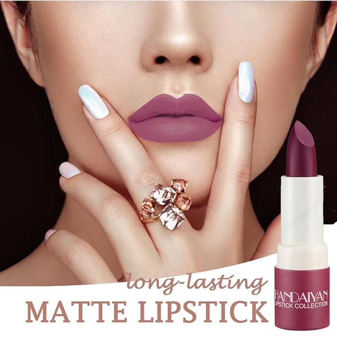 Matte Nude Lipstick,Nudes Paper Tube Lipsticks Smooth Velvety Lip Gloss, Long Lasting Lip Stick Non-Stick Cup Amber Lip Stick,Senior Matte Lip Makeup Gifts for Women and Girls (#07 Fuchsia)