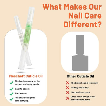 Meschett 2PCS Cuticle Oil Pens for Nail Care,Cuticle Revitalizer Oil Pen with Soft Brush,Cuticle Oil to Prevent Nail Cracking and Dry (Lily & Apple Flavor)