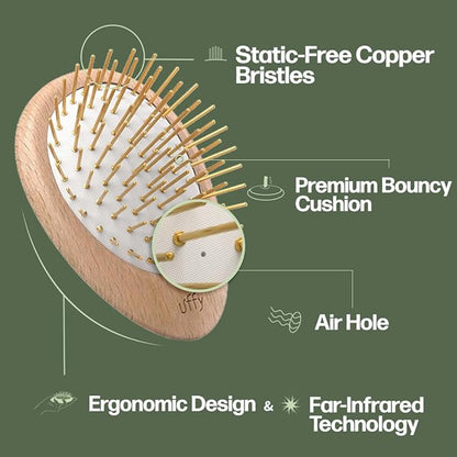 Uffy Acubrusher – Bamboo Bristle Gua Sha Hair Brush - Ergonomic Scalp Massager for Dandruff & Hair Growth, Suitable for All Hair Types - Ideal Gift for Mom in Turquoise Blue