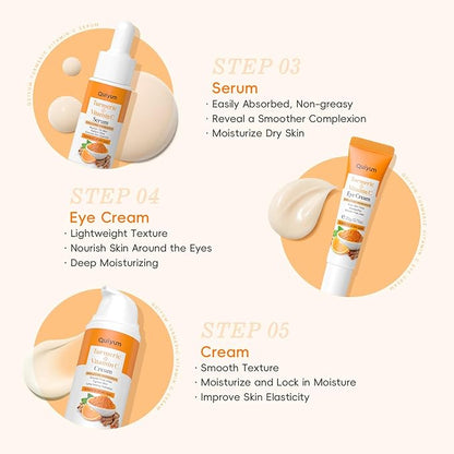 Skin Care Set, Turmeric Vitamin C Skincare 5PCS - Beauty Skin Care for Teens, Facial Skin Care Routine Set Kit, Improve Dark Spot, Reduce Acne, Moisturizer Women Mother's Day Gift