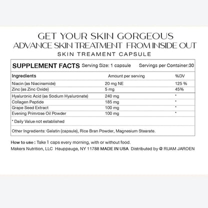 Skincare Capsule-Multivitamin for Support Skin - Hyaluronic Acid, Collagen, and Niacinamide Hydrating from Within, Supplement for Healthy Glow Skin.