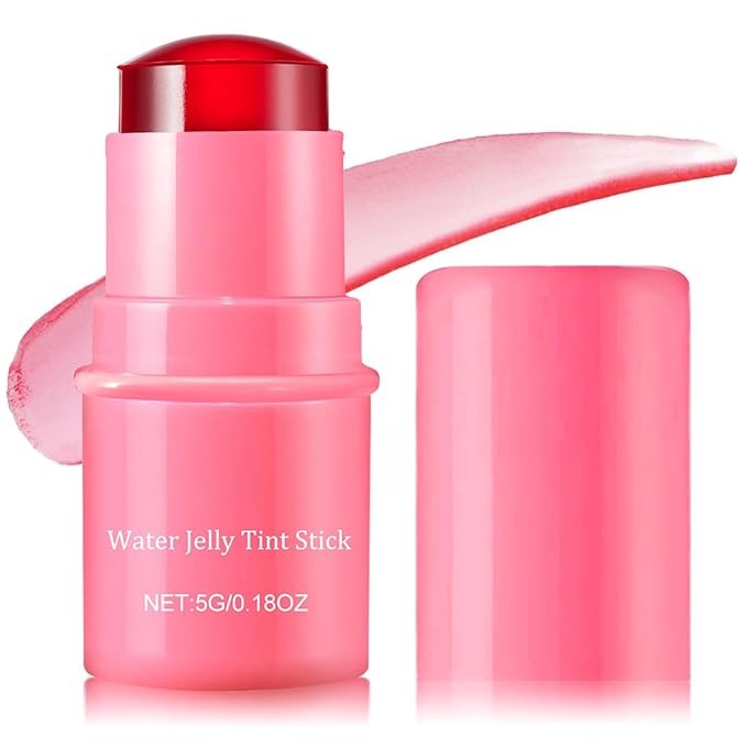 Cooling Water Jelly Tint,Multi-Use Cheek and Lip Stain,Water Jelly Tint Blush Stick,Natural Lasting Blush Lip Gloss - Buildable Watercolor Finish - 1,000+Swipes Per Stick - Vegan, Cruelty Free
