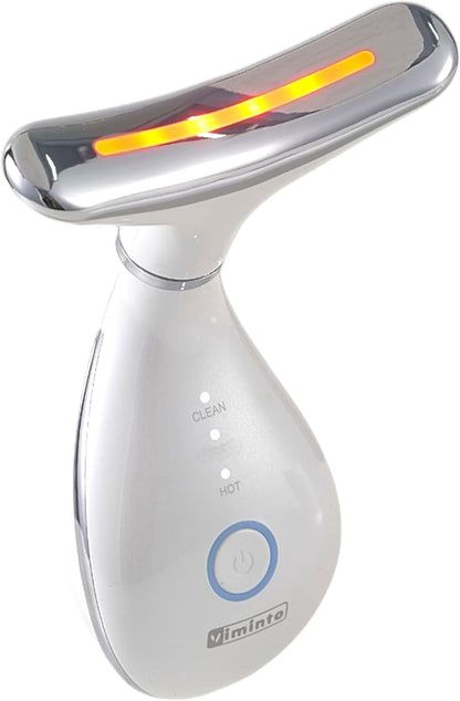 VIMINTO 3-in-1 Face Massager – Facial Massager Tool with Soothing Heat, Vibration, and Smart Touch – Red, Blue & Green Light Modes for Relaxation and Radiance – Compact & Portable - White