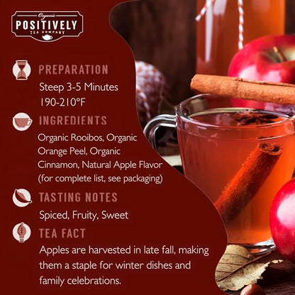Organic Positively Tea Company, Winter Apple Cider Rooibos Tea Bags, 20 Count