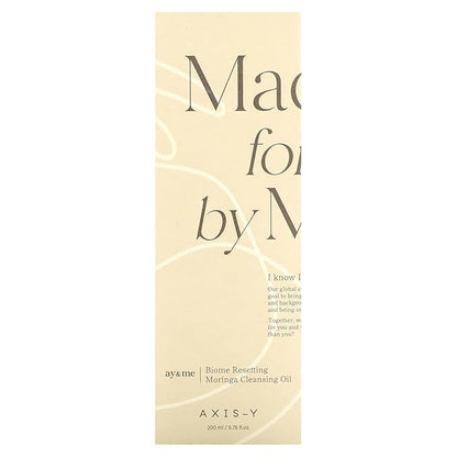 AXIS-Y Biome Resetting Moringa Cleansing Oil - Skin Nourishing & Deep Hydrating Gentle Face Cleanser - Korean Skincare for All Skin Types - 200ml / 6.76 fl. oz.