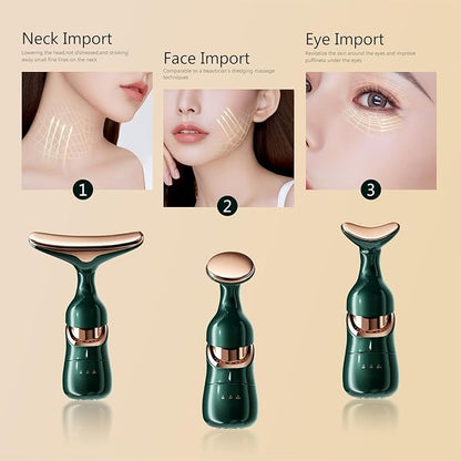 MMRH Firming Wrinkle Beauty Devicer for Facial/Neck/Eye, Multifunctional Vibration Massage Instrument, 3-in-1 Facial Skincare Instrument for Skin Care for Improve,Smooth and Tightening Skin