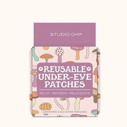 Studio Oh! Reusable Under-Eye Patches, Puffy Eyes Treatment and Under Eye Masks Skincare, 100% Silicone Eye Patches, Pairs with Favorite Serums or Creams, Mushroom Melody