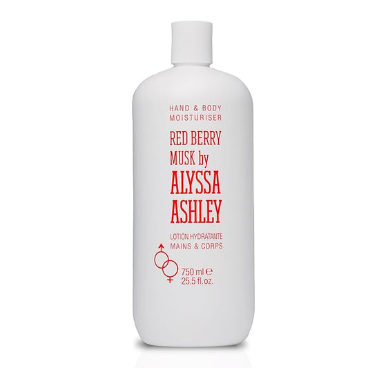 Alyssa Ashley Redberry Musk Hand and Body Moisturizer - Body Lotion and Hand Cream for Women with Vanilla and Musk Scent - Rapid Absorption - 25.5 oz