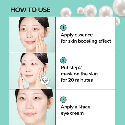 JM Solution Marine Luminous Pearl Deep Moisture 3 Step Skin Care Face Mask - Korean Skincare Facial Mask - boosting Brightening Moisturizing-10 Sheets for Dry Skin