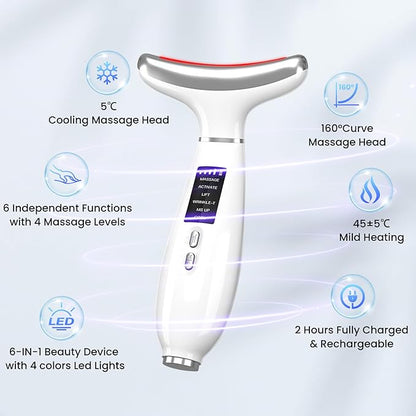 Red light therapy for face,Facial Massager,skin Care Tool,for Anti-Aging, at home,Lifting and Tightening Sagging Skin (Pearl White)