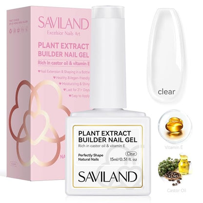 SAVILAND 6PCS Natural Cuticle Oil Pen with Castor Oil & Vitamin E Clear Builder Nail Gel