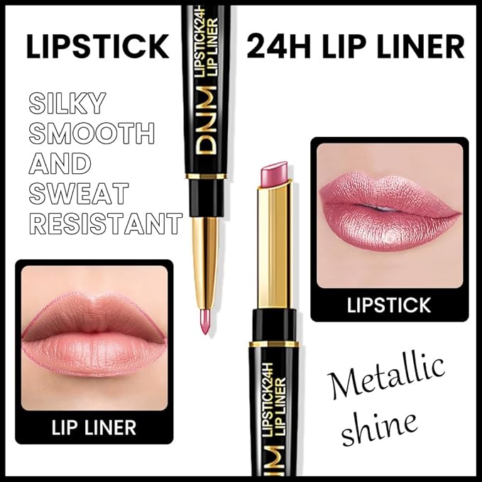 evpct 3Pcs Light Pink Nude Brown Metallic Shine Lip