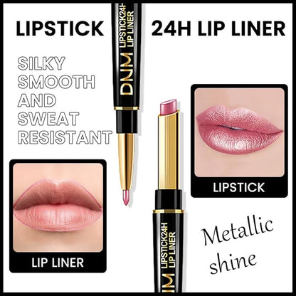 evpct 3Pcs Light Pink Nude Brown Metallic Shine Lip