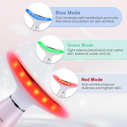 Facial Massager,Neck Face Massager Tool,3 Mode Massage with Heat,Portable Beauty Instrument for Skin Care Women Gift (Gradient Pink)