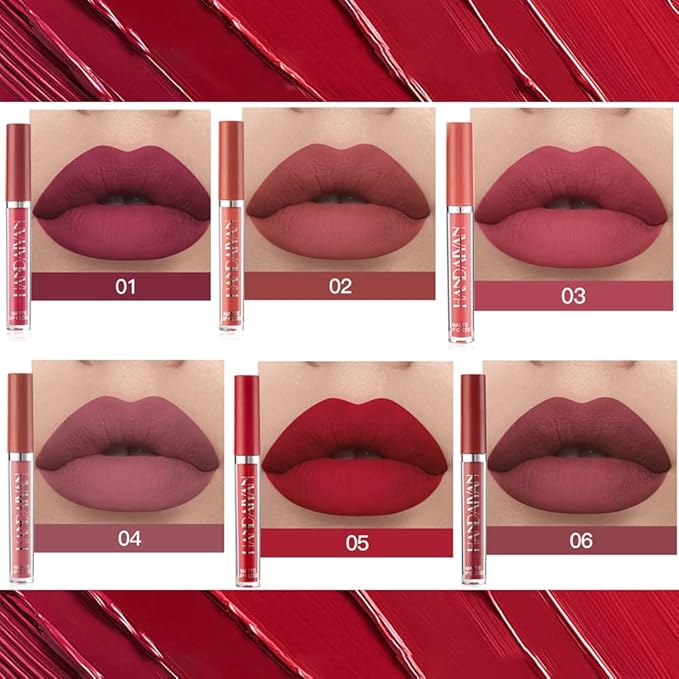 Lipstick Matte Lipstick Liquid Makeup Set, 6Pcs Long-Lasting Long-Lasting