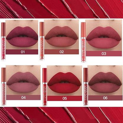 Lipstick Matte Lipstick Liquid Makeup Set, 6Pcs Long-Lasting Long-Lasting