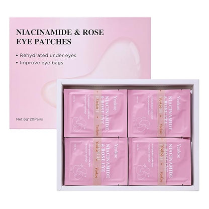 Under Eye Patches for Dark Circles,Puffy Eyes,20 Pairs Face Masks SkinCare With Niacinamide and Rose for Rehydrated