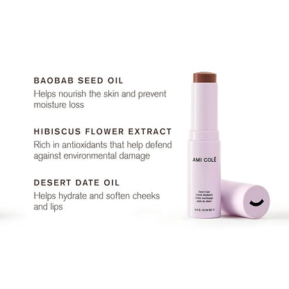 AMI COLÉ Desert Date Cream Multistick Lip and Cheek Tint (Dune), moisturizing lip tint, lip and cheek stain, natural lip color