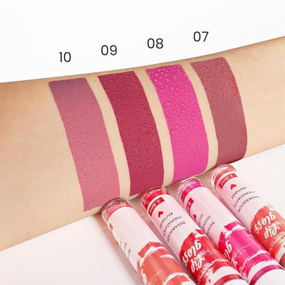 4Pcs Velvet Matte Liquid Lipstick Makeup Sets,Purple Brown High