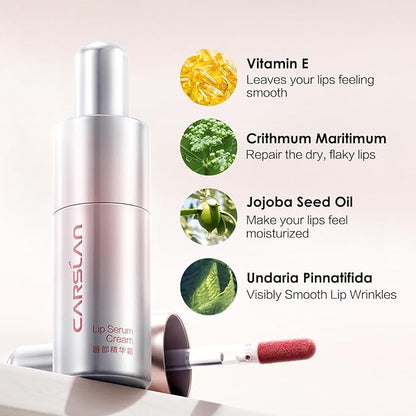 Hydrating Lip Serum Cream, Longlasting Moisturizing, Lightweight Lip Gloss, Semi-Matte Lipstick with Vitamin E, Crithmum Maritimum Essential oil, C202
